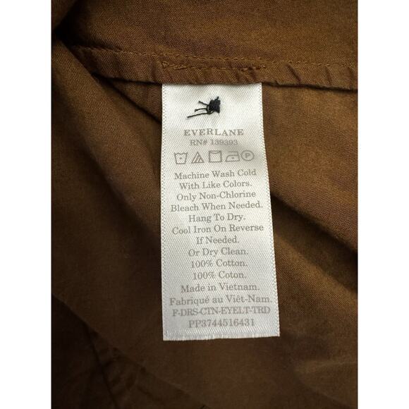 Everlane The Tiered Eyelet Dress Midi Cotton Walnut Brown Short Sleeve Sz Small - Picture 9 of 9